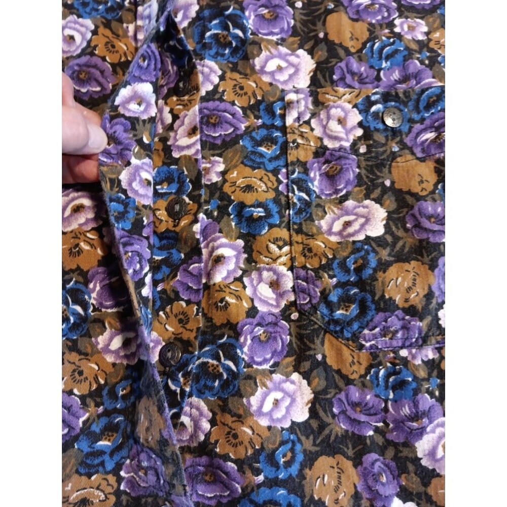 Vtg Punch Womens S Purple Floral Metal Button Down Shirt Cottagecore Western - Picture 4 of 6